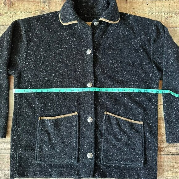 Vintage ALPS Black Speckled Jacket With Front Pockets & Button Closure - Size L - Picture 2 of 6